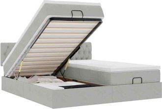 vidaXL Estructura Cama Otomana Colchones Terciopelo Gris Claro Vidaxl