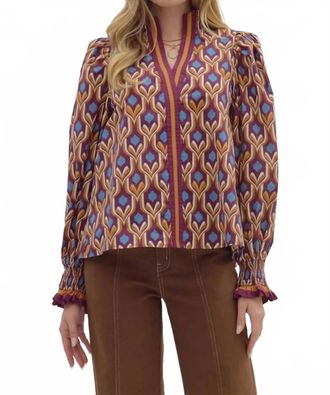 Entro Marigold Mirage Print Top In Geometric