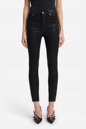 7 For All Mankind High Waist Ankle Skinny Jean In Coated Black