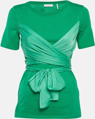 Sandro Green Silk And Jersey Top