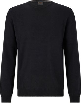 HUGO BOSS Mens Crew Neck Long Sleeve Regular Fit Sweater in Black - Size X-Large