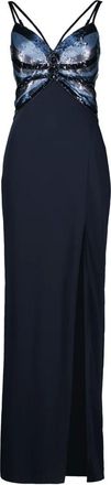Vera Mont Kleedjes, Dames, Blauw, XS, Pailletten, Elegante Maxi Avondjurk met Pailletten