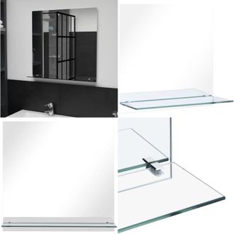 vidaXL Specchio da Parete con Mensola 60x60 cm in Vetro Temperato - Mensola in vetro temperato - Specchio da bagno