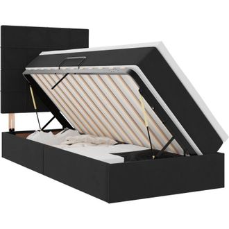 vidaXL Storage Bed with Mattress with Storage Black 90 x 190 cm Velvet vidaXL