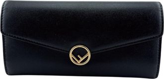 Fendi Black Leather Long Wallet (Bi-Fold) (Pre-Owned)