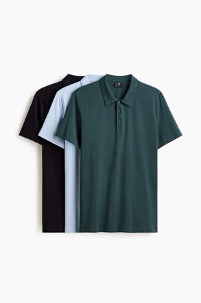 H&M 3-pack Slim Fit Polo Shirt in Teal at Nordstrom, Size Xx-Large