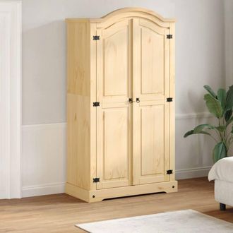 Berkfield Home Wardrobe Corona 102x52x186 cm Solid Wood Pine in Brown | Size: 102 x 52 x 186 cm