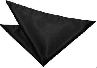 DQT Men Plain Satin Wedding Formal Casual Groom Best Man Office Party Hanky Handkerchief Pocket Square - Black