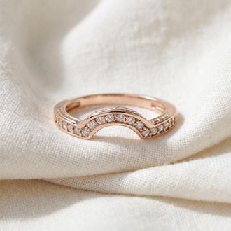 Pompeii3 1/4ct Vintage Diamond Curved Guard Ring 14K Rose Gold Size Selectable