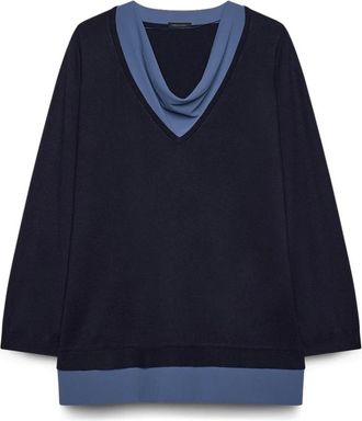 Fiorella Rubino Maglione con Drappeggio a Contrasto - - Knitwear - Donna - Blu - M