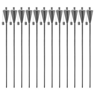 Harbour Housewares 12x Outdoor Flame Torches - Cone Metal Garden Fire Torch Lighting in Silver