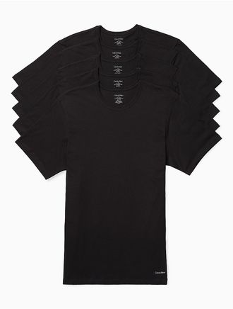 Calvin Klein Mens Cotton Slim Fit 5-Pack Crewneck T-Shirt - Black - XL