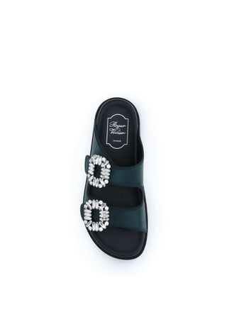 Roger Vivier Womens Sandals Slidy Viv Forest Upper: Fabric