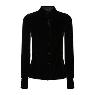 Tom Ford Overhemden, Dames, Zwart, M, Klassiek overhemd met kraag