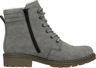 Rieker Gevoerde veterenkellaars - Dames - Schoenen - Grijs - Maat: 38 EU Synthetisch