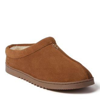 Dearfoams Mens Dean Genuine Suede Clog House Shoe Slipper