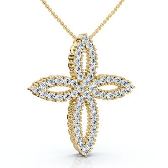Pompeii3 1/2Ct TW Diamond Cross Religious 10k Gold Lab Grown 18 Necklace