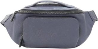 Louis Vuitton Pre-owned Monogram Shadow Calf Waist Bag - Dames - Vintage Heuptassen - Blauw - ONE Size - Leer - Vintage