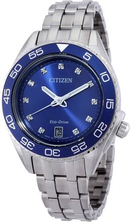 Citizen Carson Eco-Drive Diamond Blue Dial Ladies Watch FE6160-57L