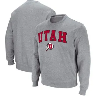 Colosseum Mens Colosseum Heathered Gray Utah Utes Arch & Logo Tackle Twill Pullover Sweatshirt in Heather Gray at Nordstrom, Size Xx-Large