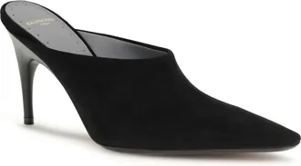 Balenciaga Womens Duchesse Suede Mule Black-Gold Pumps Black/gold High Heel Shoes