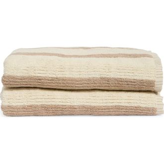 Nordstrom Rack 2-Pack Reversible Stripe Bath Towel in Tan Thread at Nordstrom Rack
