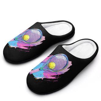 Generic Tie-dye Tennis Womens Slippers Warm House Slippers Indoor House Shoes with Anti-Skid Rubber Sole