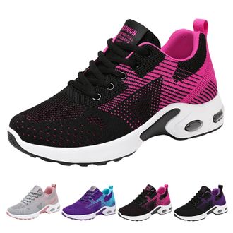 Generic Womens Air Cushion Road Running Shoes Wide Toe Box Fashion Gym Jogging Walking Sneakers Women Breathable Mesh Sports Lace up Arch Support Shoes Comfor