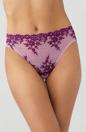 Wacoal Embrace Lace High Cut Briefs in Lavender Sage/Dark Purple at Nordstrom, Size Xx-Large