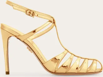 Ferragamo Women Cage stiletto sandal Gold Size 10.5