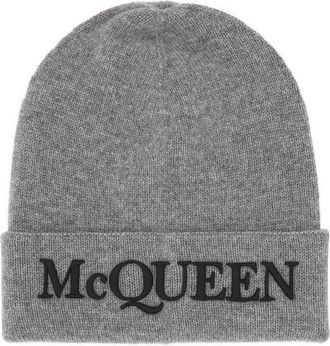 Alexander McQueen Grey cashmere beanie hat