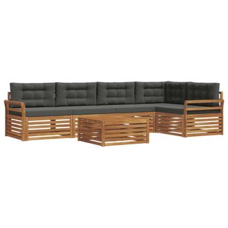 vidaXL Conjunto De Sof&aacute;s De Exterior 6 Pcs Natural Y Antracita Vidaxl