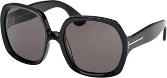 Tom Ford Zwart/Rook Zonnebril Saffron Ft 1221 - Dames - Zonnebrillen - Zwart - 60 MM - Accessoires