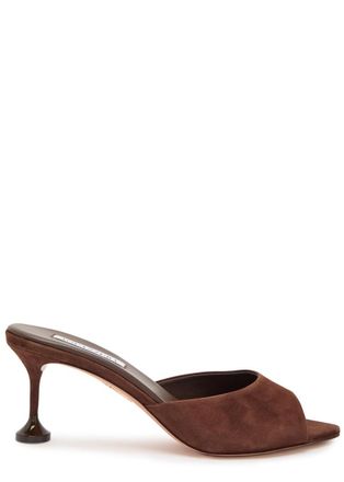 Aquazzura Aquazzura Bisous 65 Suede Mules - Brown - 38.5 (IT38.5 / UK5.5)