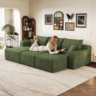 STILVORA 241 Cm Sof&aacute; Con Motivo De Nubes, Sof&aacute;s Modernos Y Minimalistas Tapizados, Sof&aacute; En Forma De L C&oacute;modo Para El Sal&oacute;n, Asiento Profundo Con Esquina, Sin M