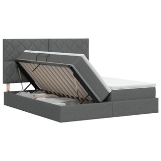 vidaXL Cama Con Almacenamiento Gris Oscuro 180 X 200 Cm Tela Vidaxl