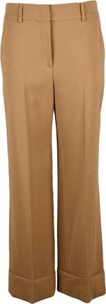 Slowear Wide-Leg Beige Trousers with Cuffed Hem and Tailored Finish