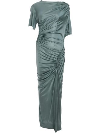 Atlein asymmetric ruched midi dress - women - Viscose - 38 - Green