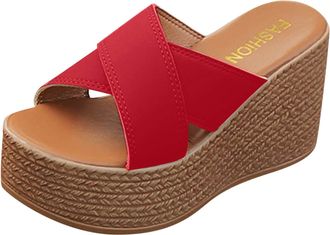 Generic Womens Wedge Heeled Sandals Platform Open Toe Ankle Sandal for Women Comfortable Wedge Sandals Dressy Shoes With Arch Support Espadrilles For Womens (