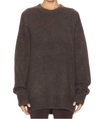 SER.O.YA May Crewneck Knit Sweater In Slate Brown