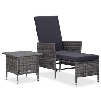 vidaXL Set De Muebles De Jard&iacute;n 2 Pzas Y Cojines Rat&aacute;n Sint&eacute;tico Gris Vidaxl
