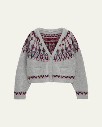 Loewe Fair Isle Wool V-Neck Cardigan