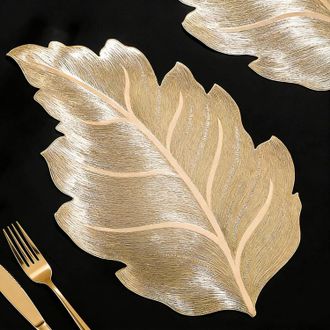 OEM Juego De 6 Manteles Individuales De Vinilo Dorado Con Forma De Hoja, Lavables, Ideales Para Eventos, Decoraci&oacute;n Del Hogar Y Uso Diario (5132 Cm)