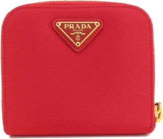 Prada Red Color Silk Wallet (Bi-Fold) (Pre-Owned)