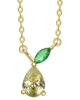 Rachel Glauber 14K Plated Cz Drop Necklace