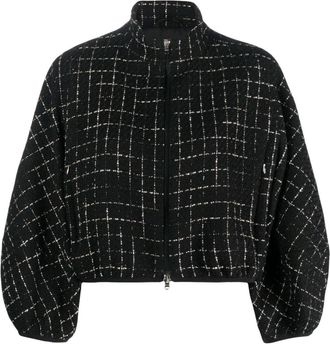 Herno grid-patterned cropped jacket - women - Cotton/Polyester/Acetate/Other fibres/Polyamide/Acetate/Polyester - 42 - Black