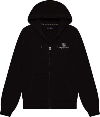 Aquascutum Mens Aquascutum Active Small Logo Full-Zip Black Hoodie - Size: 40