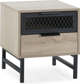 HOMN Mesita de noche 1 puerta 1 cajón color madera