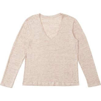Fortela Long Sleeve Linen T-Shirt in Camel at Nordstrom, Size X-Small Eu