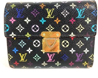 Louis Vuitton Black Multi-Color Noir Monogram Multicolore Canvas Wallet (Tri-Fold) (Pre-Owned)